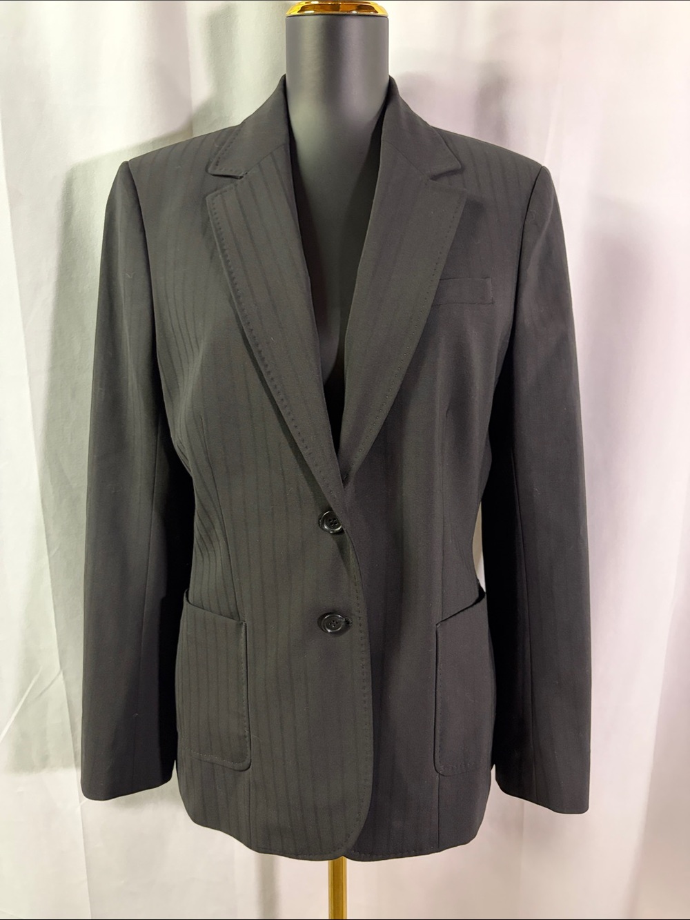 NWT The Limited Black Pinstripes Button Front Wool Blazer